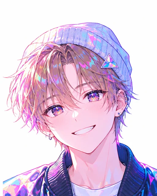 ニット帽をかぶった、明るい髪色の若い男性スタッフのイラスト
